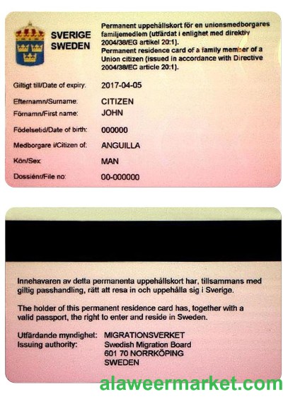 SWEDEN permanent residence card
